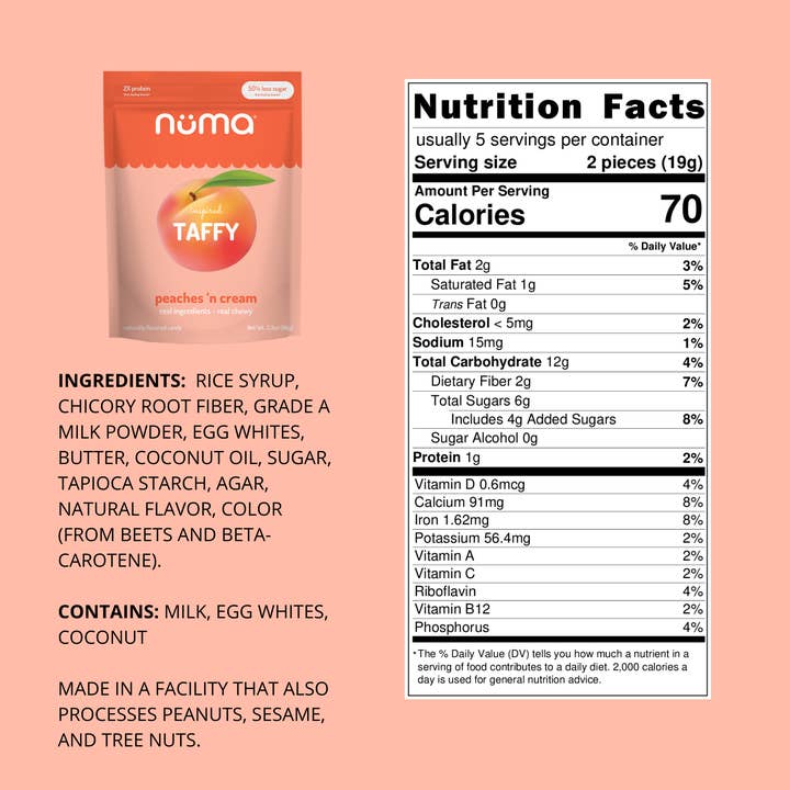 Numa Foods - Wholesale Taffy - Healthy Peaches 'n Cream Taffy3