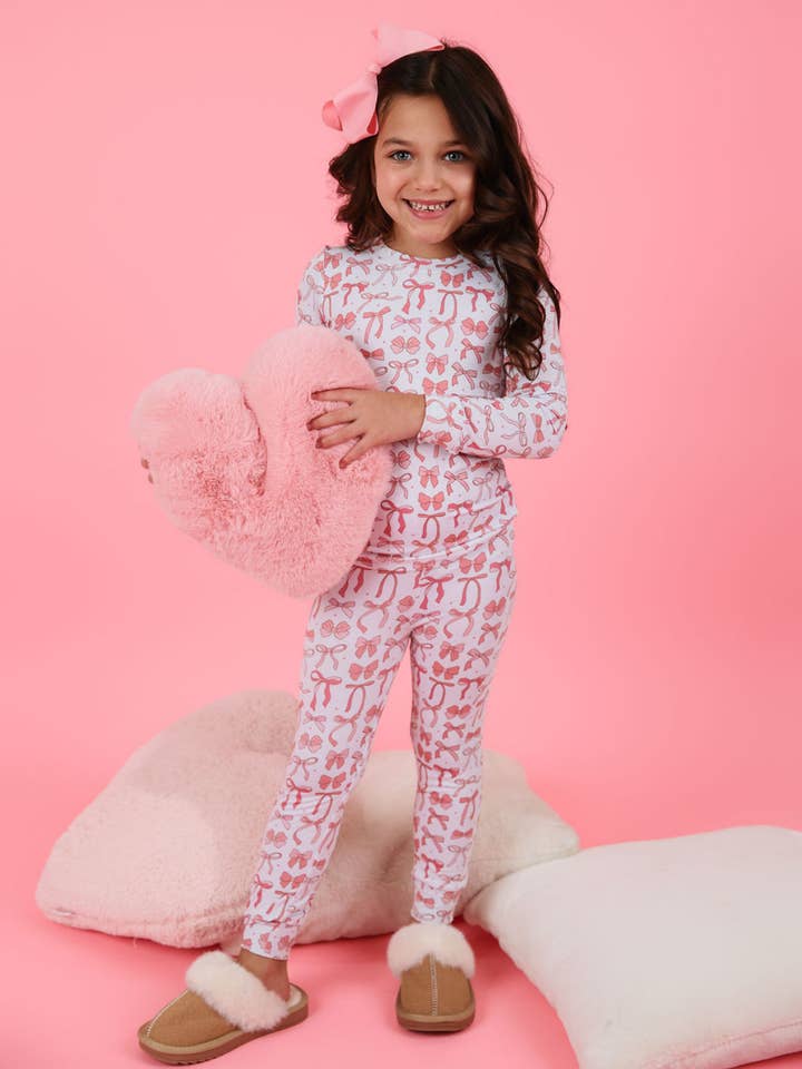 Sweet Bow Dreams Bamboo Cotton Pajama Set for wholesale by Mia Belle Girls • Wholesale