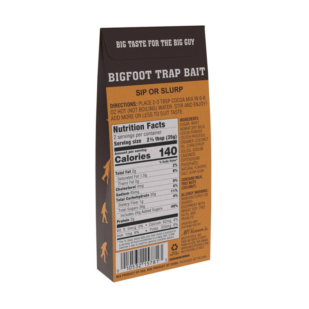 McSteven's - Wholesale Hot Cocoa Mix/Kit - Bigfoot Trap Bait Chocolate Soup (2.5oz Tent Boxes)1