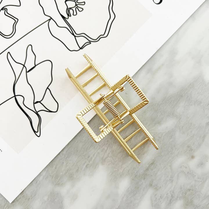 LoveLina - Wholesale Hair Clip - Women's - 3.25" Matte Gold Hair Clips - FELICIA1