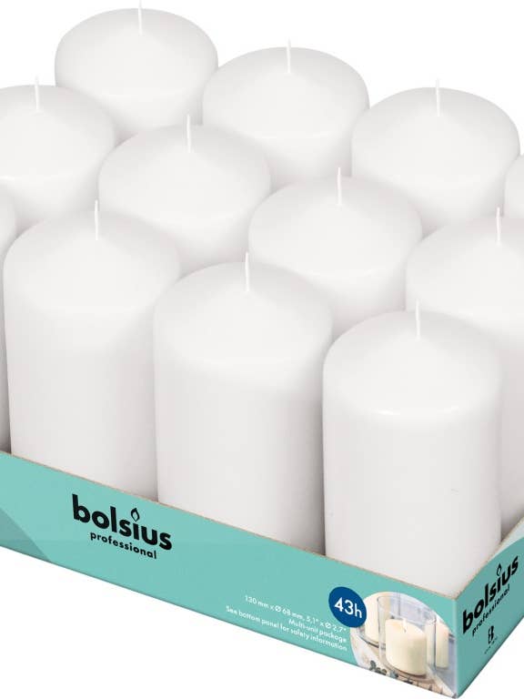 Velas de Pilar para Catering 13 x 7 cm Bandeja com 12 Unidades Brancas por atacado de Sfeerpunt