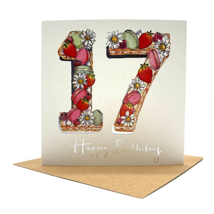 17th Birthday Card - Cake 17 Today for wholesale by Ink and Snail Limited