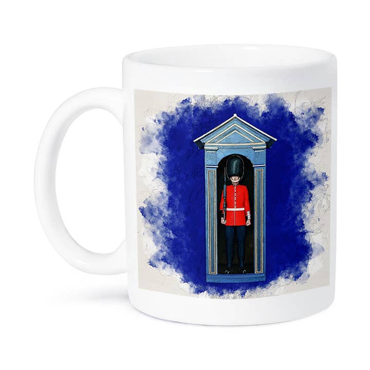 3dRose - Wholesale Coffee Mug - 3dRose, A London guard in guard house portrait in mixed media style, Mug8