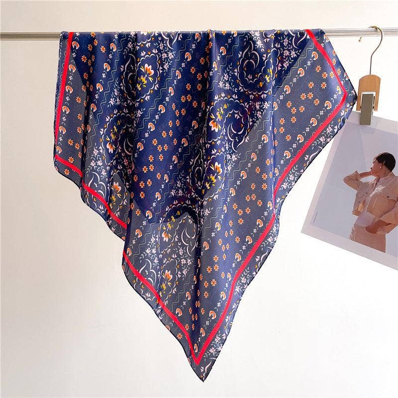 SueSilkHK - Wholesale Scarf - Women's - Summer Japanese prints 70cm square scarf, Silk textured scarf, Sun protection satin scarf, Neck scarf, Satin Shawl, Gift9