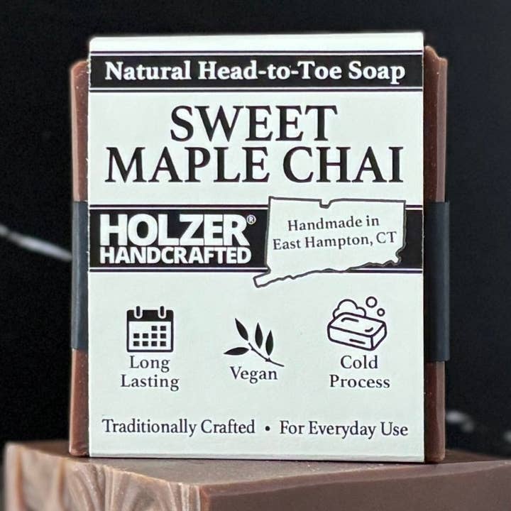 Holzer Handcrafted ® - Wholesale Bar Soap - Handmade Soap Bar | Sweet Maple Bark - Maple Chai + Vanilla Cream Scented | Handcrafted Bar Soap | Natural Cold Process | Vegan | 4.5 oz0