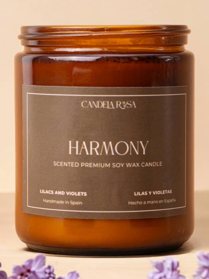 Premium Violet and Lilac Scented Soy Wax Candle for wholesale by Candela Rosa