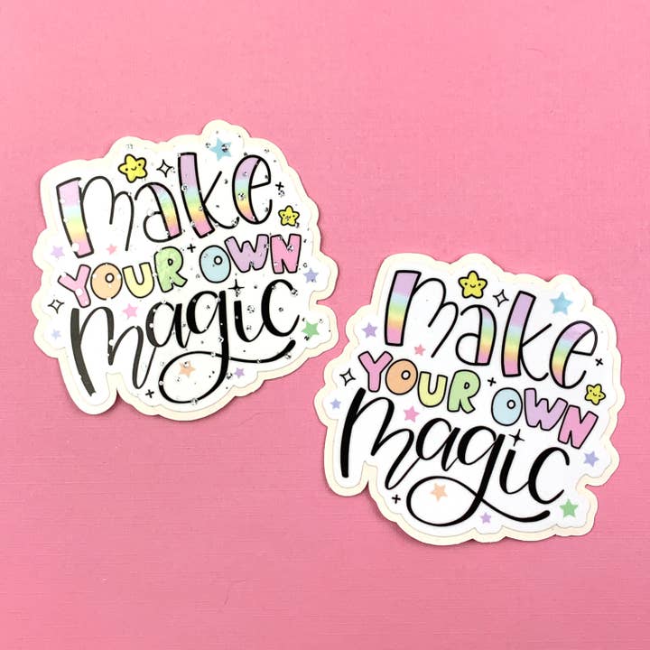 Maak je eigen magische vinylsticker met uitsnede met heldere of sprankelende holografische laminering voor wholesale door Shine Sticker Studio