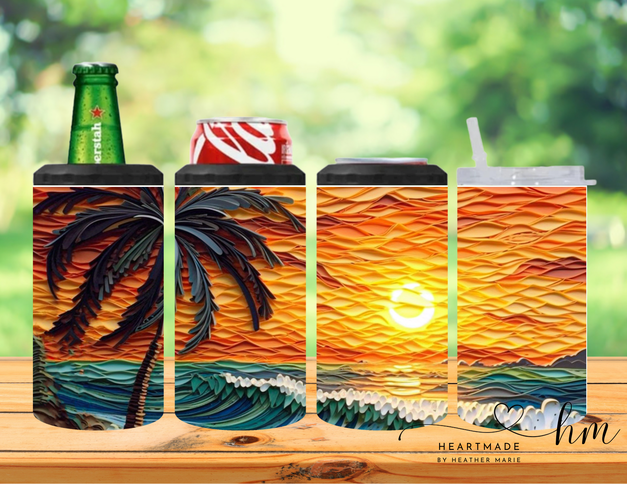 Heartmade By Heather Marie, LLC – wholesale Insulated mug/tumbler – 4 in 1 Beach at Sunset 3D Tumbler0