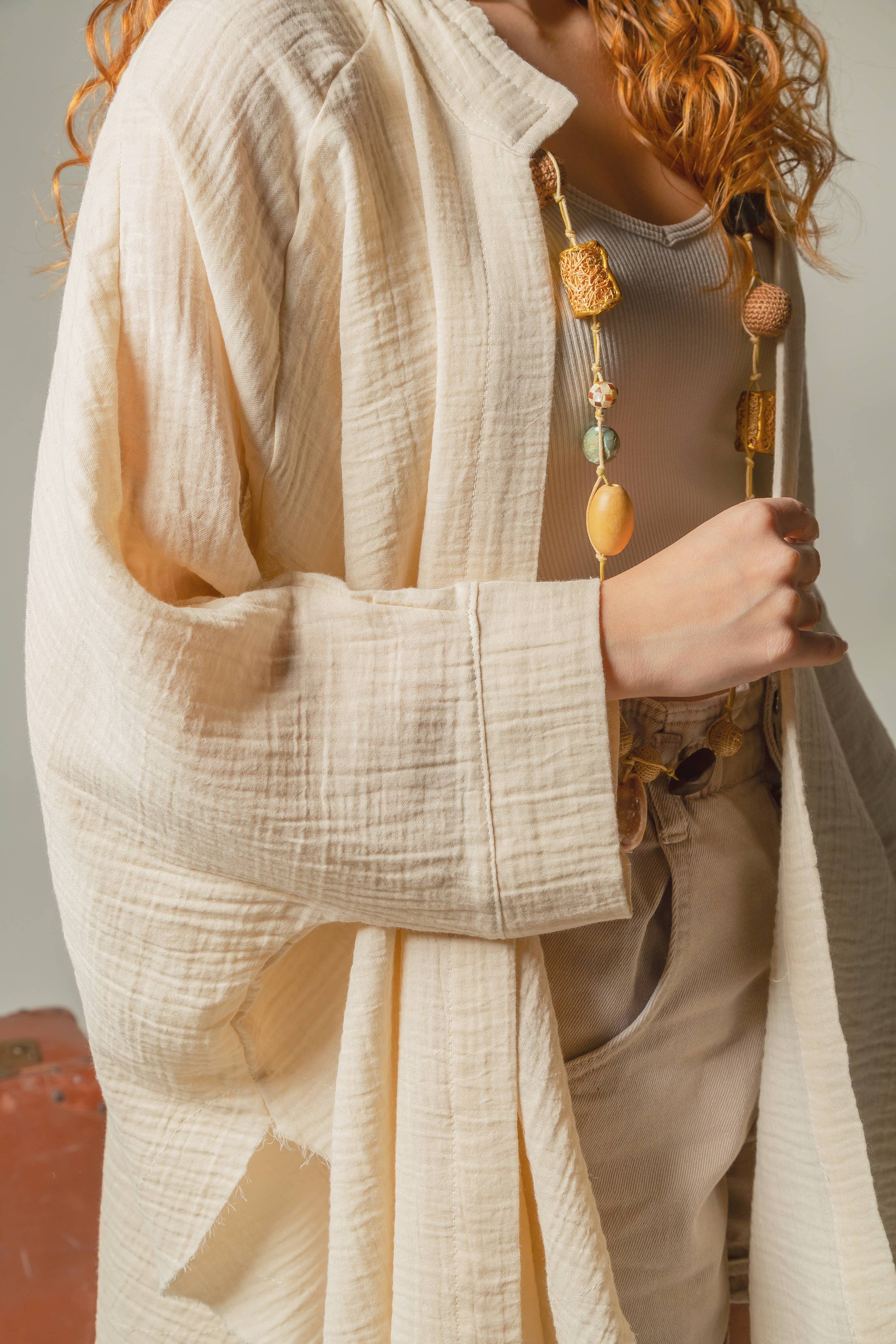 Moa - Venta al por mayor Bata - Mujer - Bata kimono/poncho de muselina ecológica de 4 capas con diseño de ojo malvado celeste5