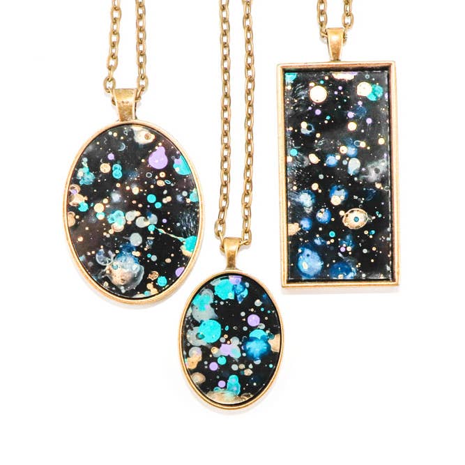 Splatter Painted Pendant - Black Galaxy for wholesale by Once Again Sam