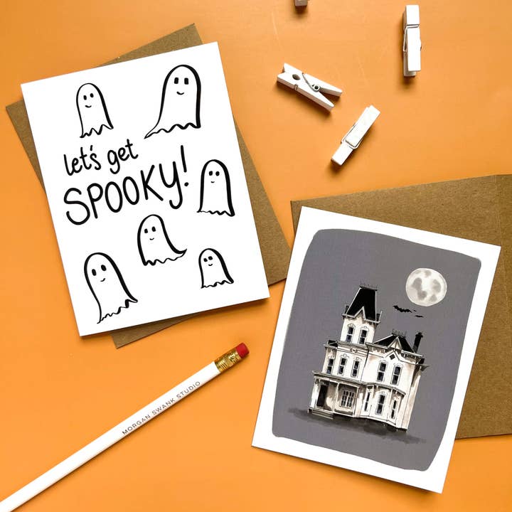 Morgan Swank Studio - Wholesale Halloween Card - Haunted House Halloween Card3