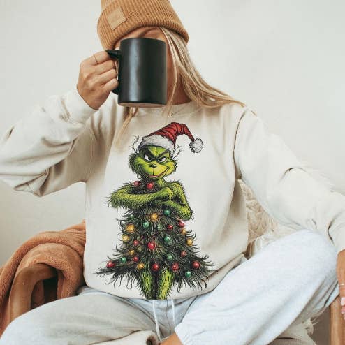 My Carolina Moon - Wholesale Sweatshirt - Women's - Grinch Tree Crewneck Sweatshirt