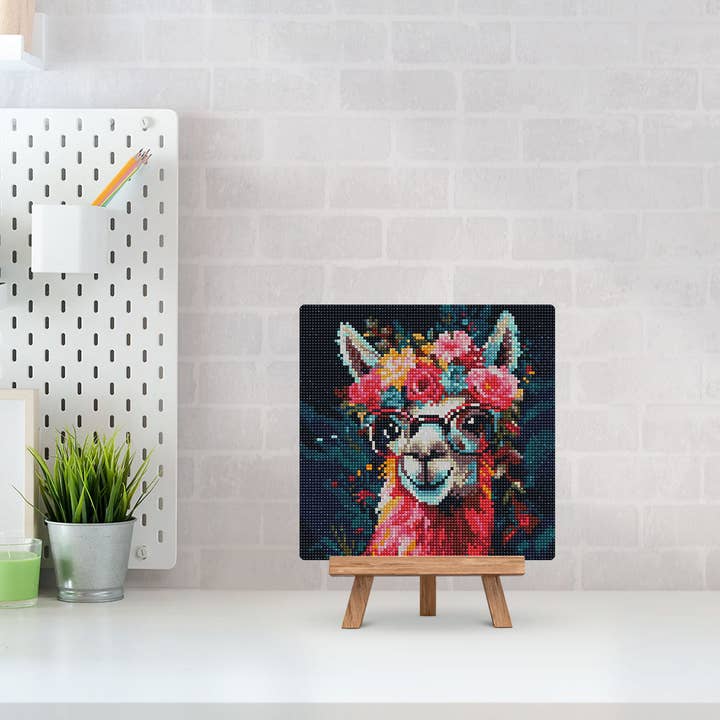 Figured'Art - Wholesale DIY craft kit - Mini Diamond Painting 25x25cm - Fantasy llama and flowers1