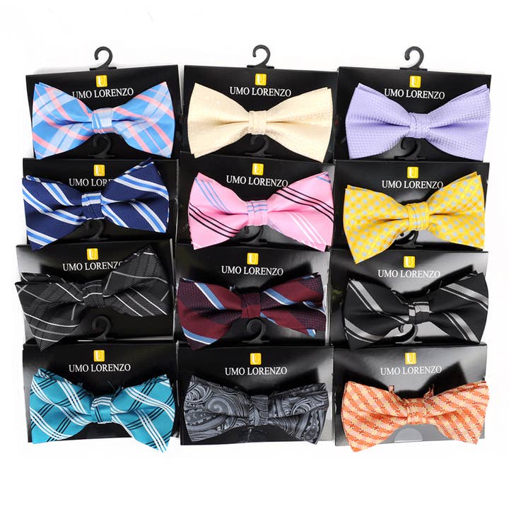 Selini New York - Wholesale Bow Tie - Men's - 12pc Assorted Men's Pattern Banded Bow Ties - FBB12-ASST-A