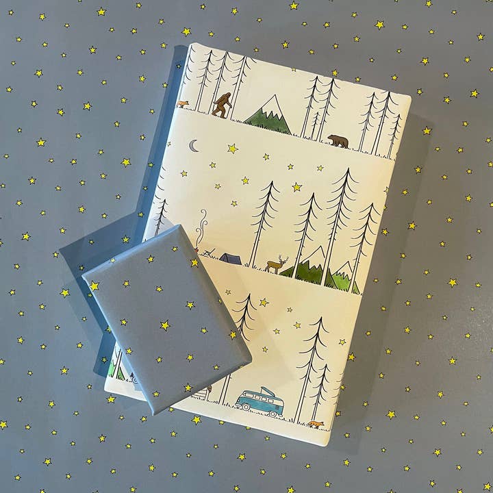 Minimal Adventure & Stars Wrapping Paper - Double sided for wholesale by Green Bird Press