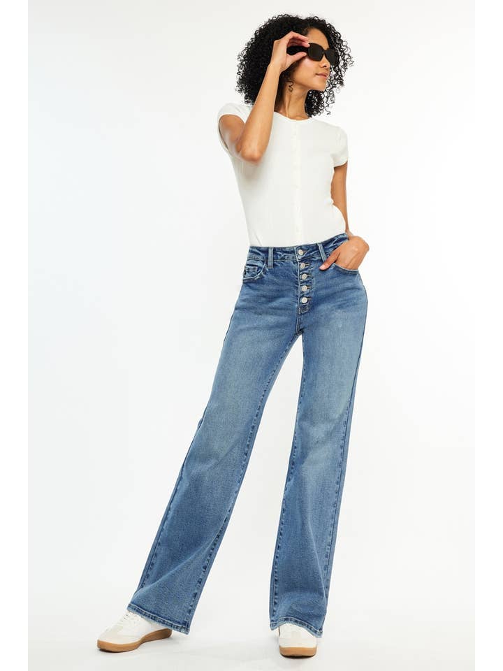MEDIUM OPEN PACK HIGH RISE COMFORT 90’S FLARE JEANS-KC20100M for wholesale on Faire2