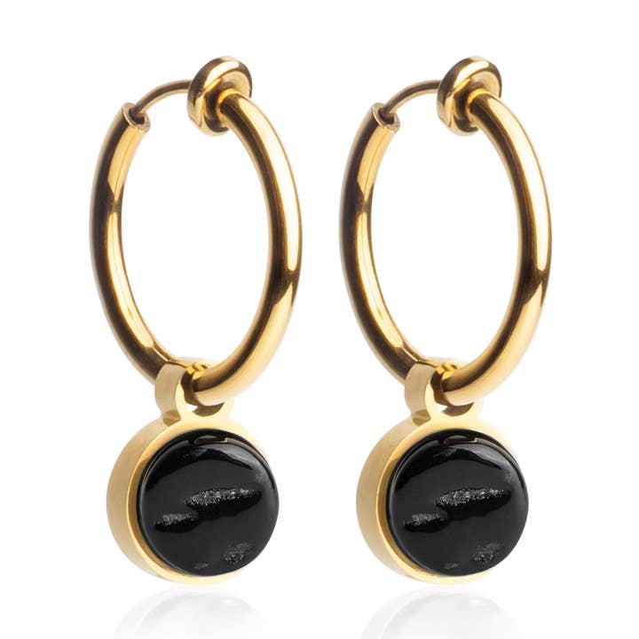 Mix & Match oorclips met hanger • goud/onyx zwart • 18mm voor wholesale door ALEXASCHA