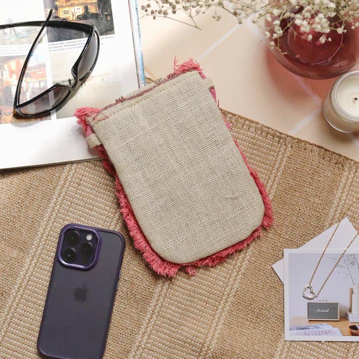 Betty Botanica - Wholesale Crossbody bag – Women's - Pink Autumn Hand-beaded Cell Phone Sling Bag4