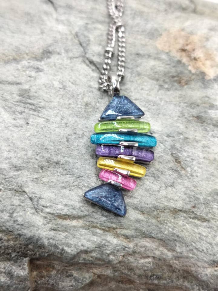 Blue Green Blue Bonefish Necklace for wholesale by Captiva Blu Jewelry