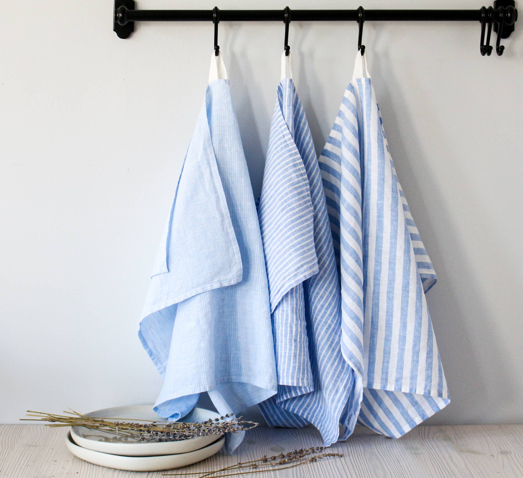 My Kitchen Linens – wholesale Tea towel – Tea Towel Set of 3 / Sky Blue Stripes2