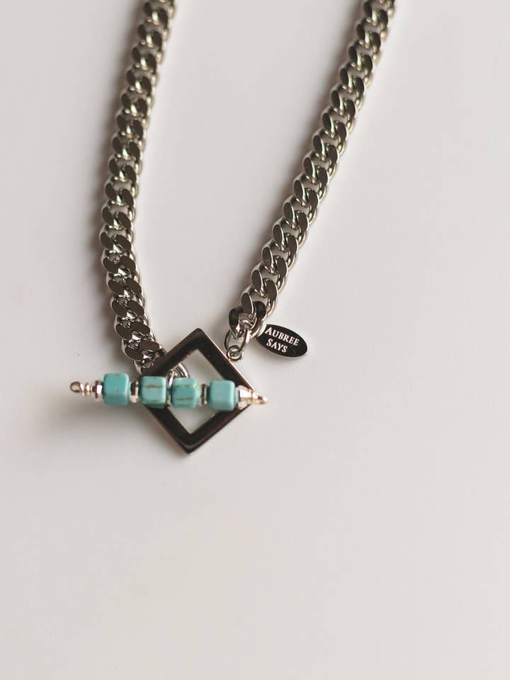 Silver Turquoise Choker Chain for wholesale by Aubree Says
