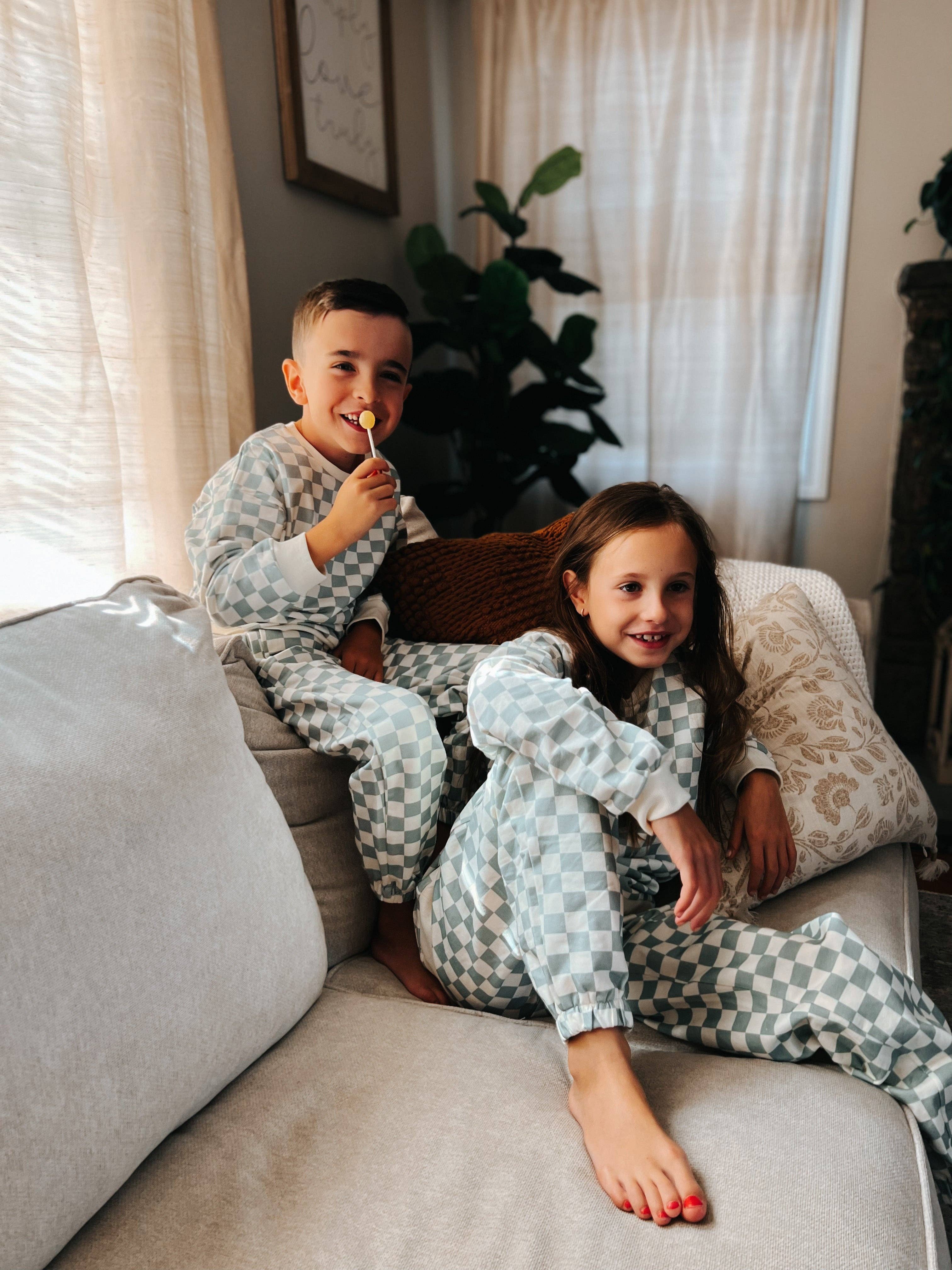 Tulip+Olive - Vente Ensemble de vêtements d'intérieur – enfant - Ensemble de jogging à carreaux - Enfants