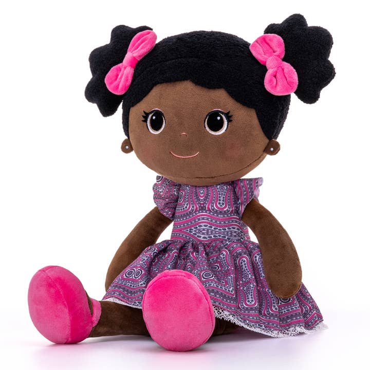 MABEL DOLL - AFRICAN PRINT - BLACK DOLL/AFRICAN AMERICAN for wholesale by Bibinee Dolls