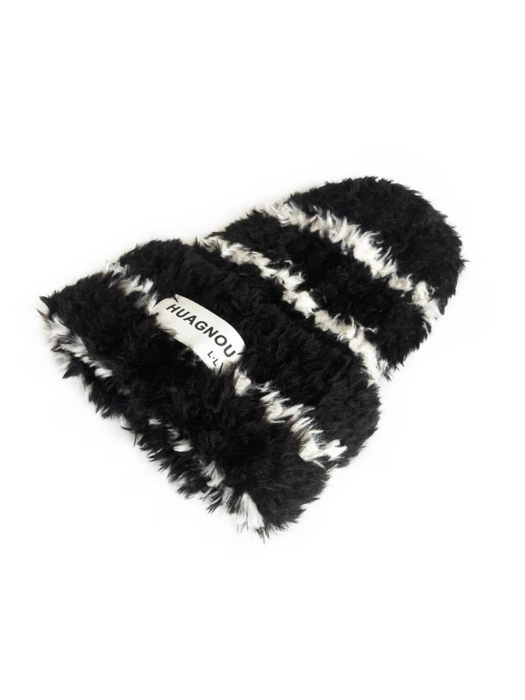 Funkyrel® Atzbranding Limited - Vente Bonnet – femme - Haila - Bonnet d'hiver épais en tricot pelucheux4