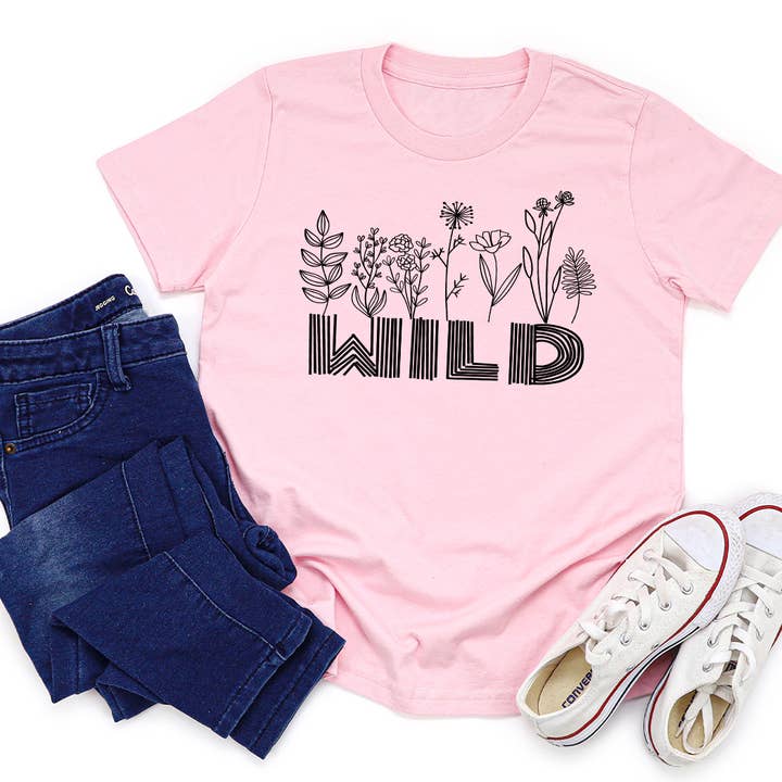 Wild mit Blumen Kinder Graphic Tee für den Großhandel von Kids By Kissed Apparel