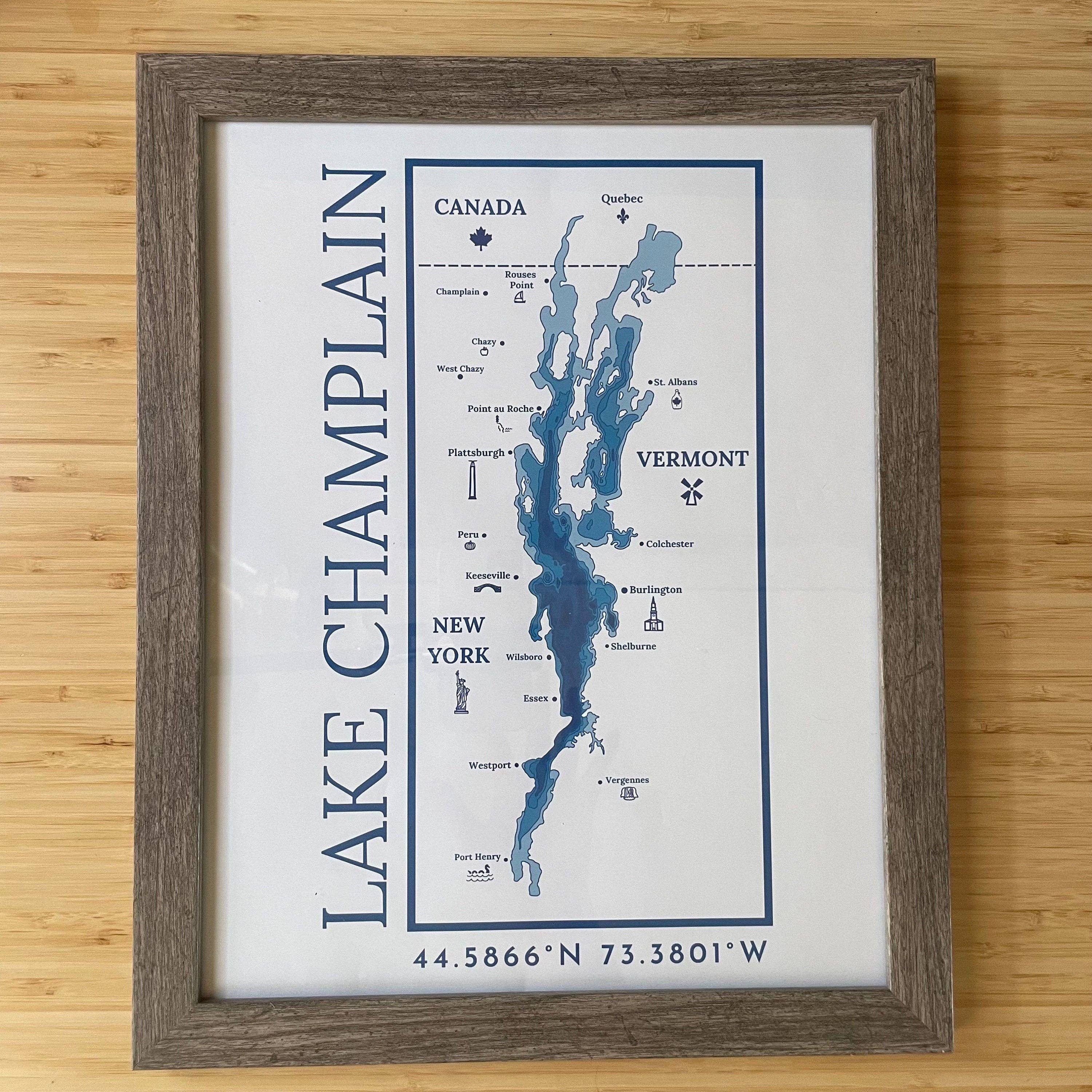 Just Wandering Co. - Wholesale Art Print - Lake Champlain Print Wall Hanging | Plattsburgh, New York | Burlington, Vermont | North Country Gift, Present | Custom Lake |  Upstate NY |5