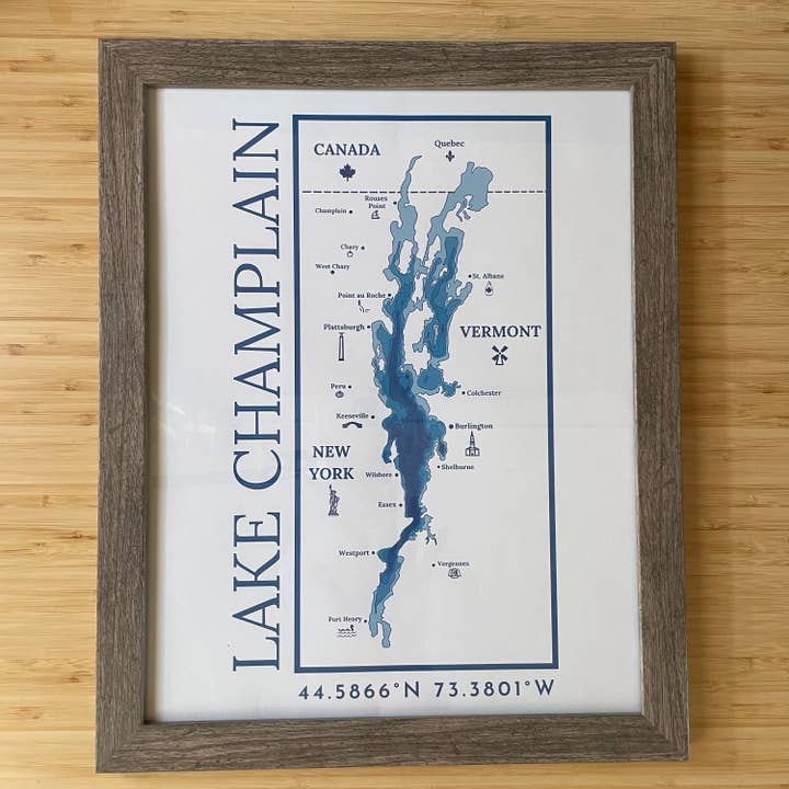 Just Wandering Co. - Wholesale Art Print - Lake Champlain Print Wall Hanging | Plattsburgh, New York | Burlington, Vermont | North Country Gift, Present | Custom Lake | Upstate NY |5