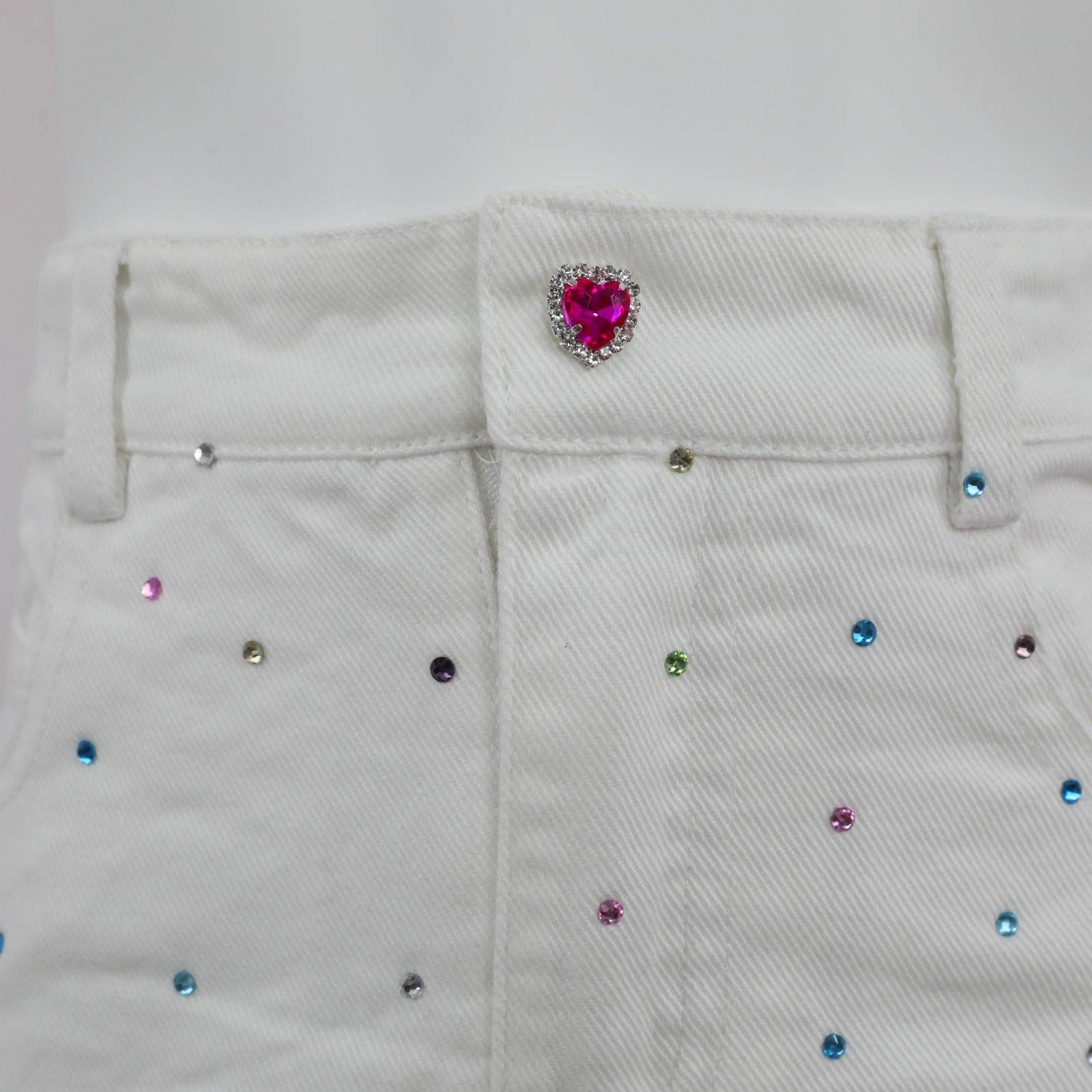 Ellie and Mila - Vente Ensemble haut et jupe – enfant - Ensemble Gemmes en Denim Blanc - Veste et Jupe tendance11