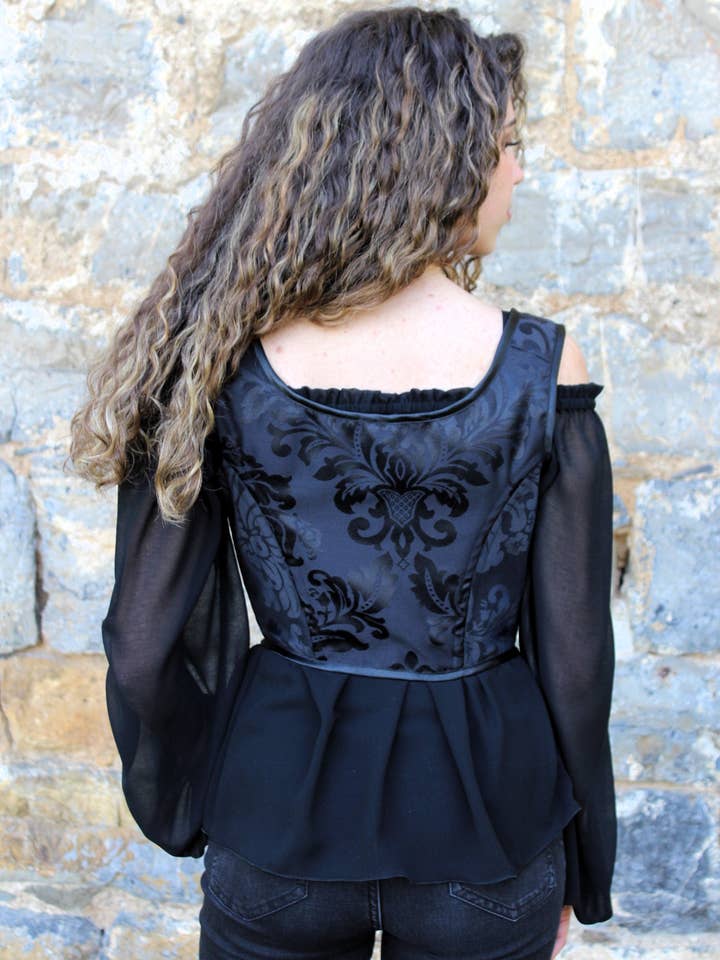 Haizea Arranz - Venta al por mayor Blusa - Mujer - Blusa renacentista de gasa negra
