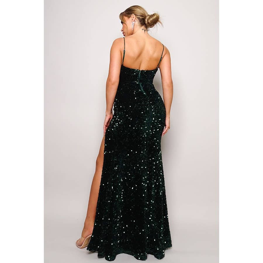 CEFIAN FASHION - Venta al por mayor Vestido de fiesta - Mujer - VESTIDO LARGO DE LENTEJUELAS DE TERCIOPELO VIVIENNE TEDDY7