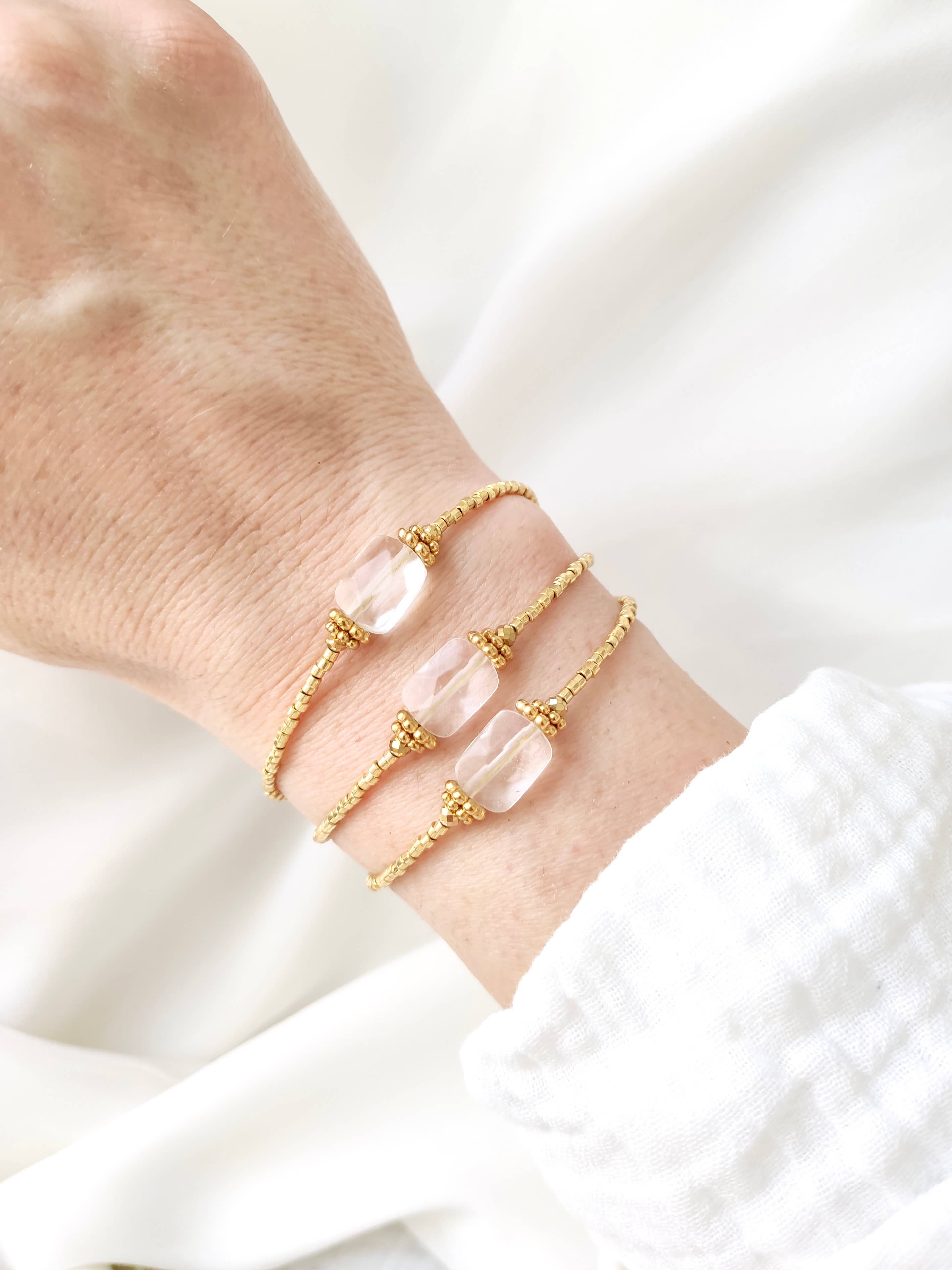 L'Atelier d'Artémis - Venta al por mayor Pulsera de cuentas - Pulsera OLYMPE con cuentas Miyuki chapadas en oro y piedras naturales2