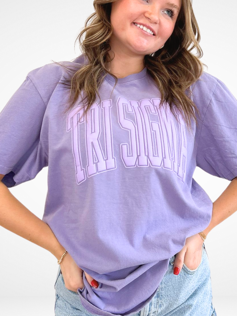 Duo Threads - Wholesale Screen Printed T-Shirt - Women's - Sorority Varsity Arch Puff Tee 11