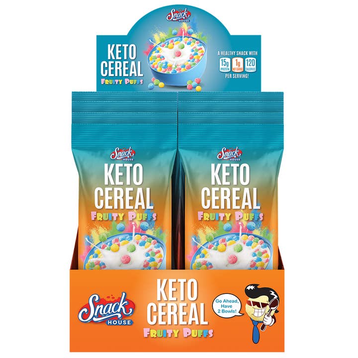 Snack House Foods - Wholesale Breakfast Cereal - Fruity Puffs Keto Cereal Single Serving 8 Pack