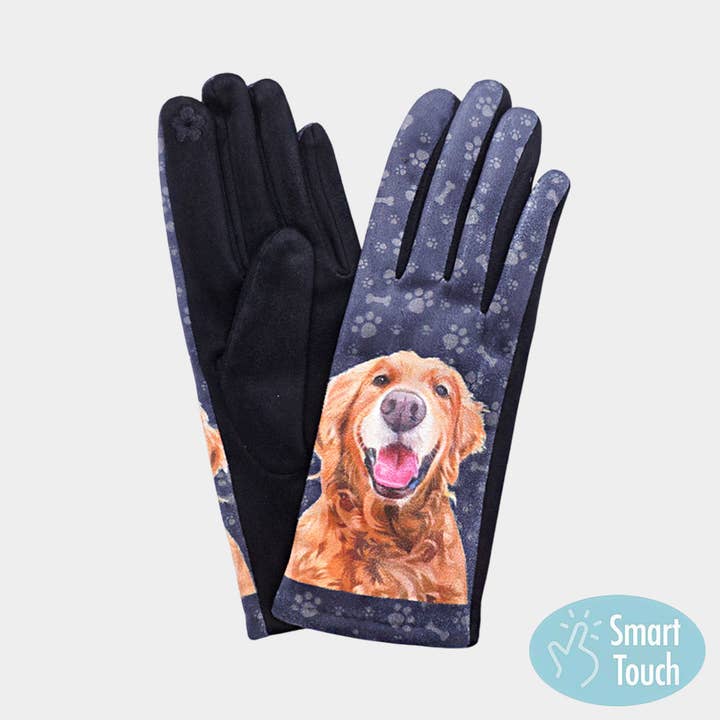 Dog Printed Smart Touch Gloves for wholesale by Sensibling Corp.