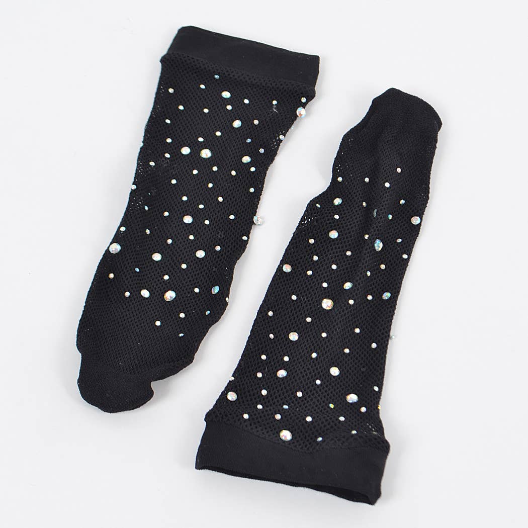 BK Sorte strømper i netmateriale med rhinsten for engroshandel på Faire2