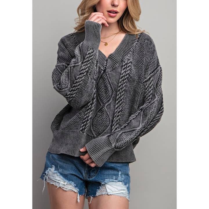 8930 WASHED VINTAGE VIBE SWEATER for wholesale by Coloring You