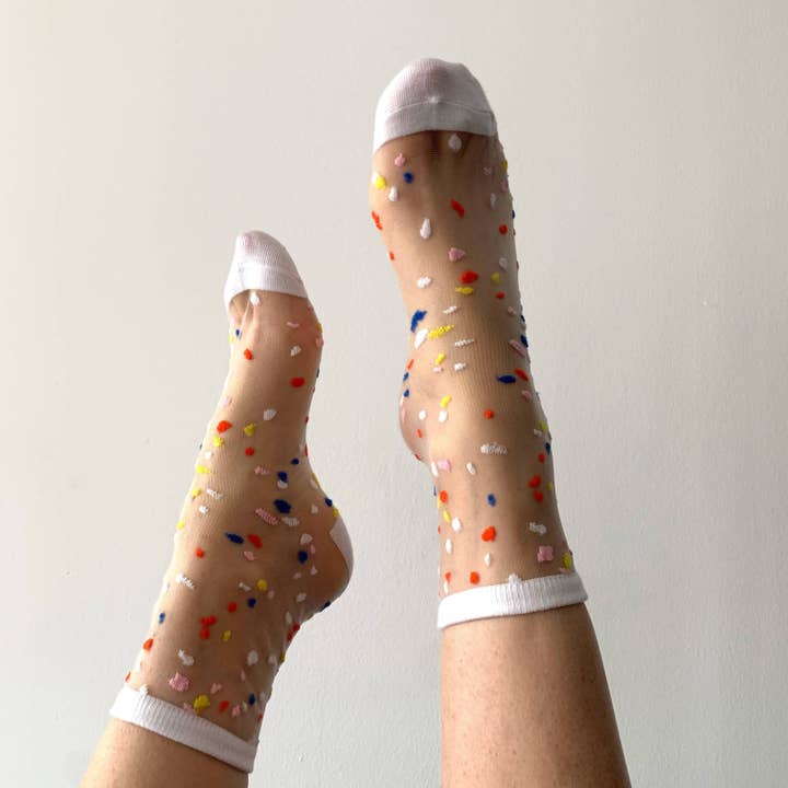 Annabelle - Women's confetti transparent fantasy sock for wholesale by SOCKETTE - vds technology