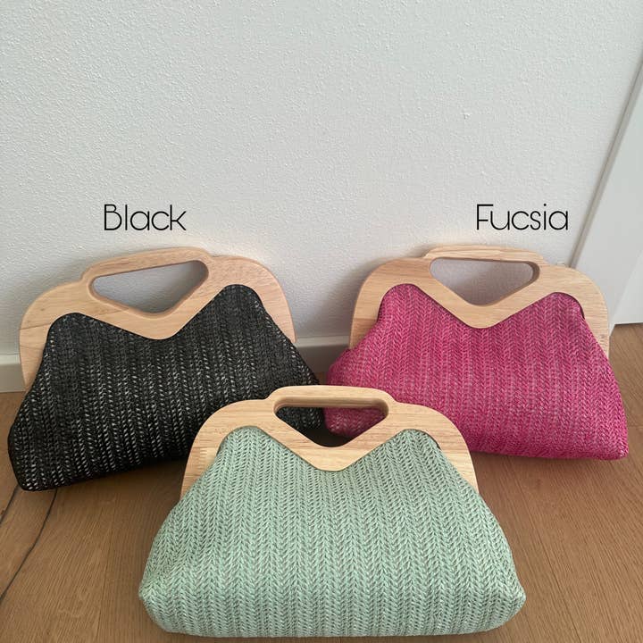 Zhade - Venta al por mayor Bolso de mano - Mujer - Cartera ELSA - rafia y madera