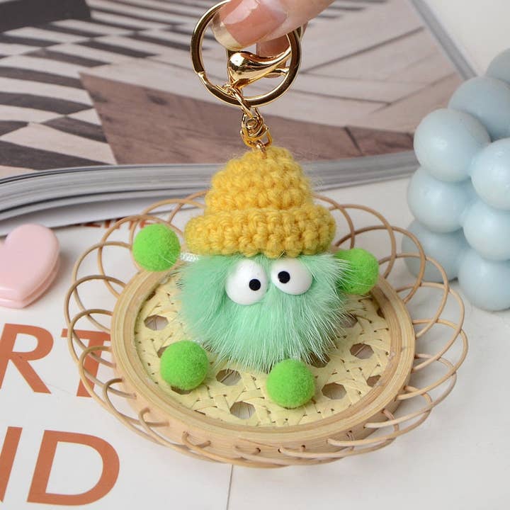 FurDecoration – wholesale Keychain – Women's – Real Mink Fur Pompom Key Chain Cute Cartoon Bag Charm9