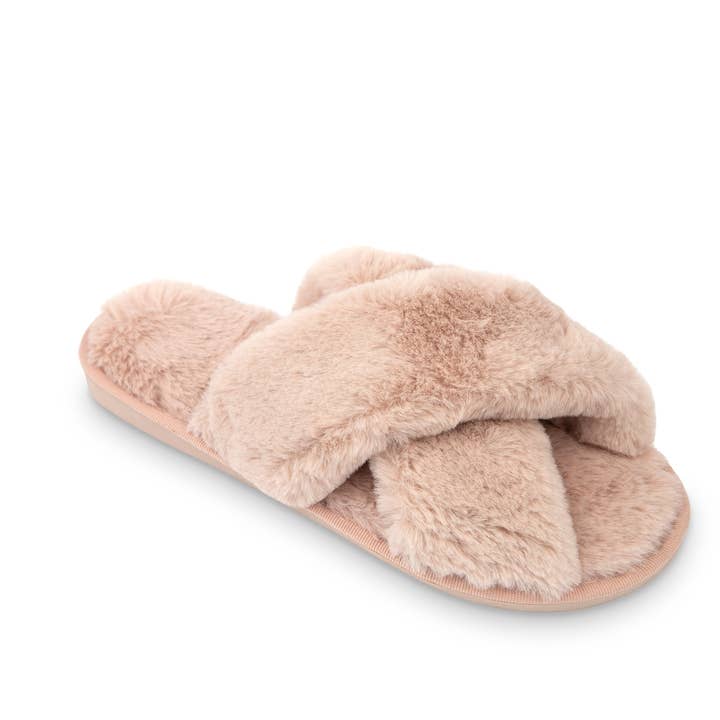 Weddingstar Inc. - Wholesale Slippers - Women's - Plush Crossband Slide House Slippers
