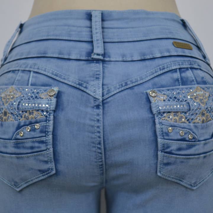USC-F019 Sexy Elea Fleur de Leaf Butt Lifter Levanta Cola Jeans por atacado de Untamed Sapphire Clothing LLC
