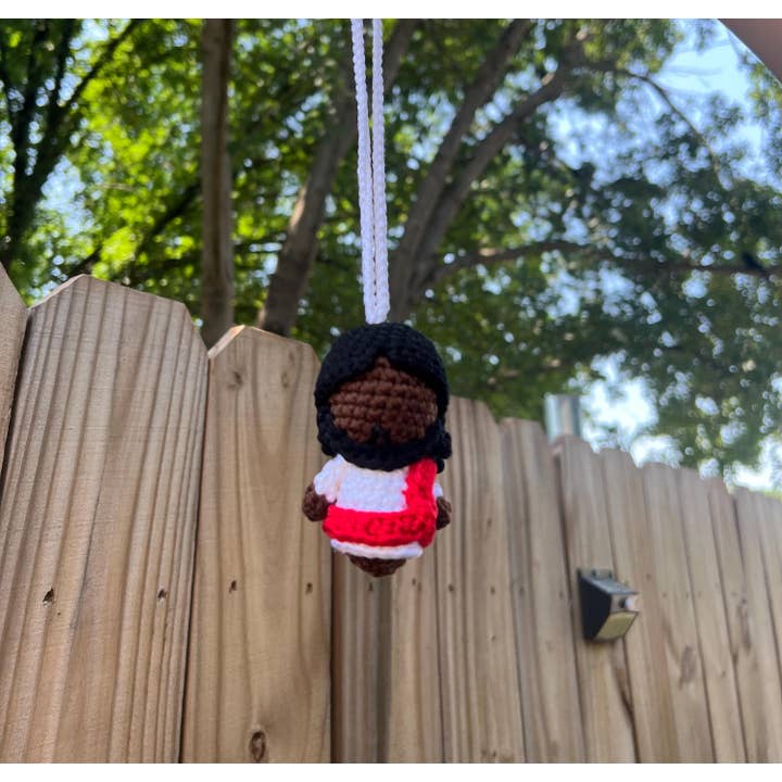 Handmade Jesus Crochet Car Hanger For Rearview Mirror for wholesale by TOMOPOD LLC