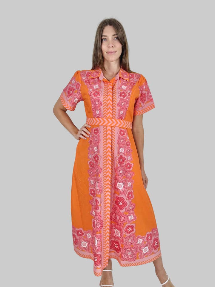 CHELSEA SHIRTDRESS | PEONY ORANGE for wholesale by IslaPayal