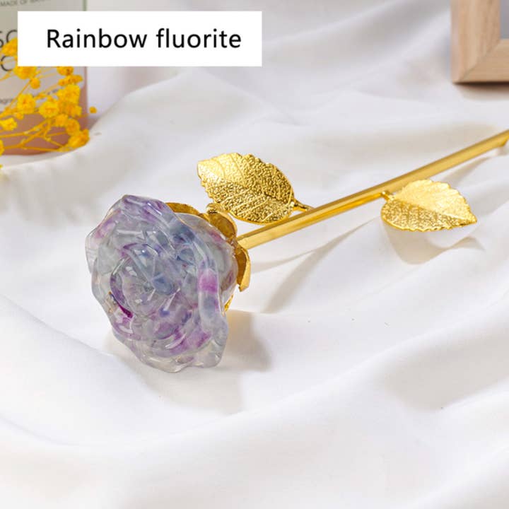 Crystolver (We Cover All Import Fees) - Wholesale Decorative tabletop object - Crystal Gravel Chips Rose Flower Ornament3