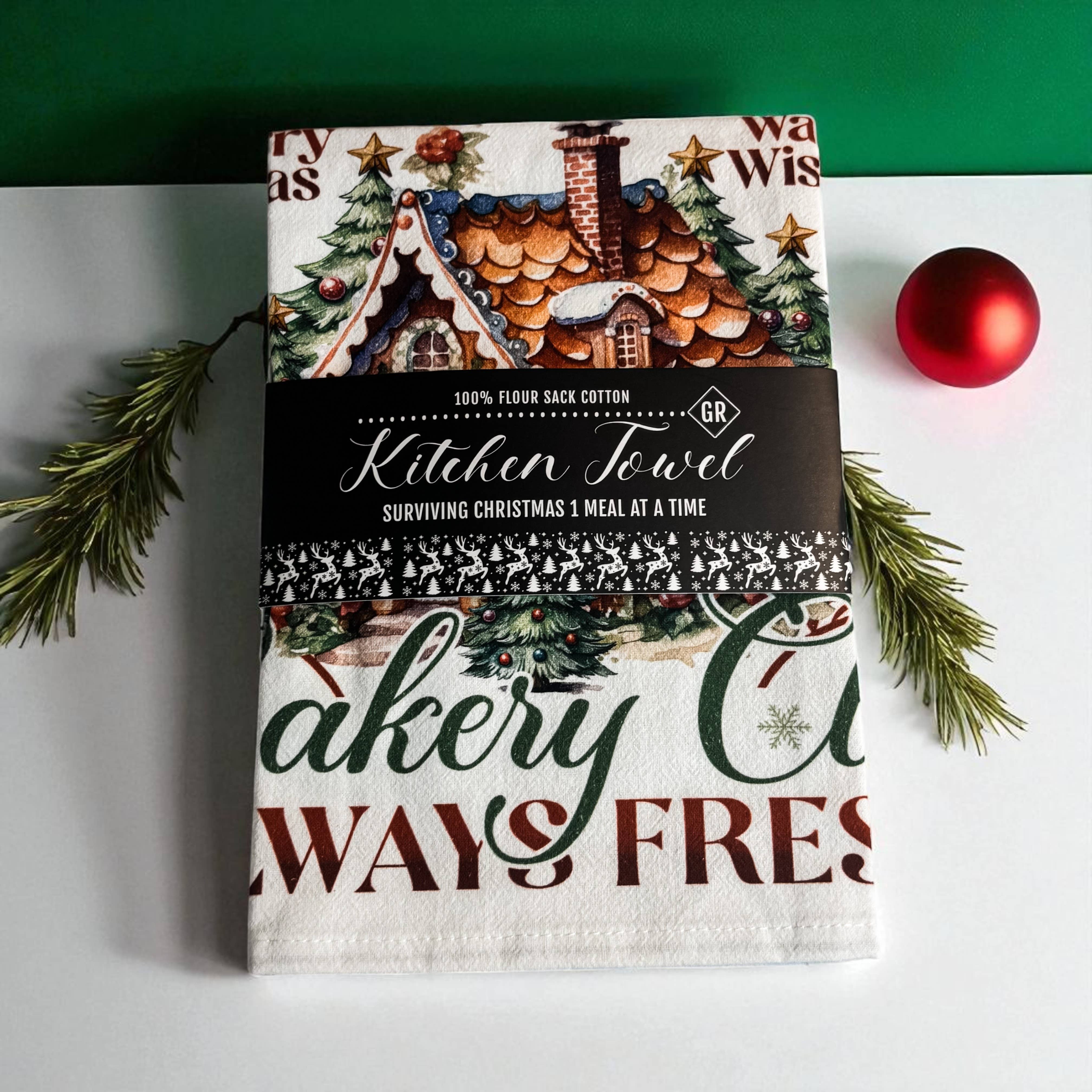 Gia Roma - Wholesale Tea Towel - Vintage Santa Holiday Kitchen Towel & Decor | Pink Christmas49