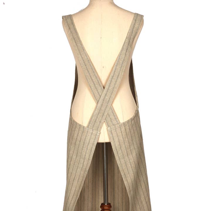 Raine & Humble - Wholesale Apron - Apron Provincial Stripe Burnt Olive- Pinafore